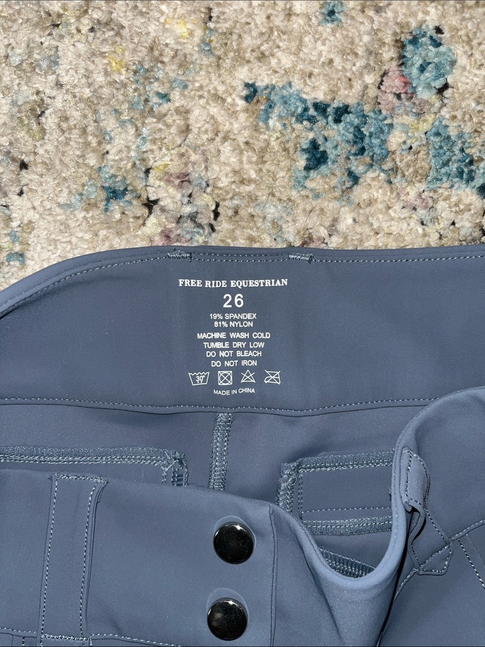 High-Rise Navy Riding Leggings with Double-Button Waist - Picture 2 of 4